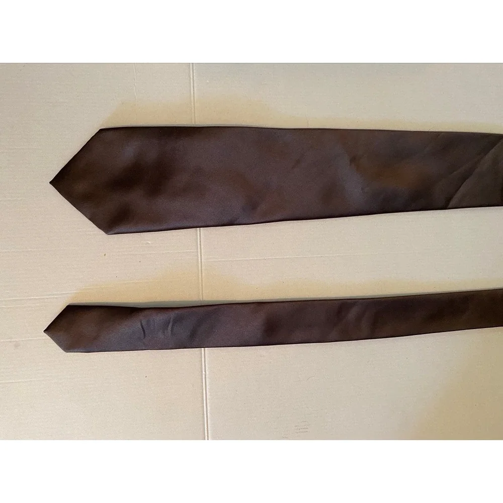 George Mens Necktie Chocolate Brown Solid Satin Finish Formal Wedding Tie